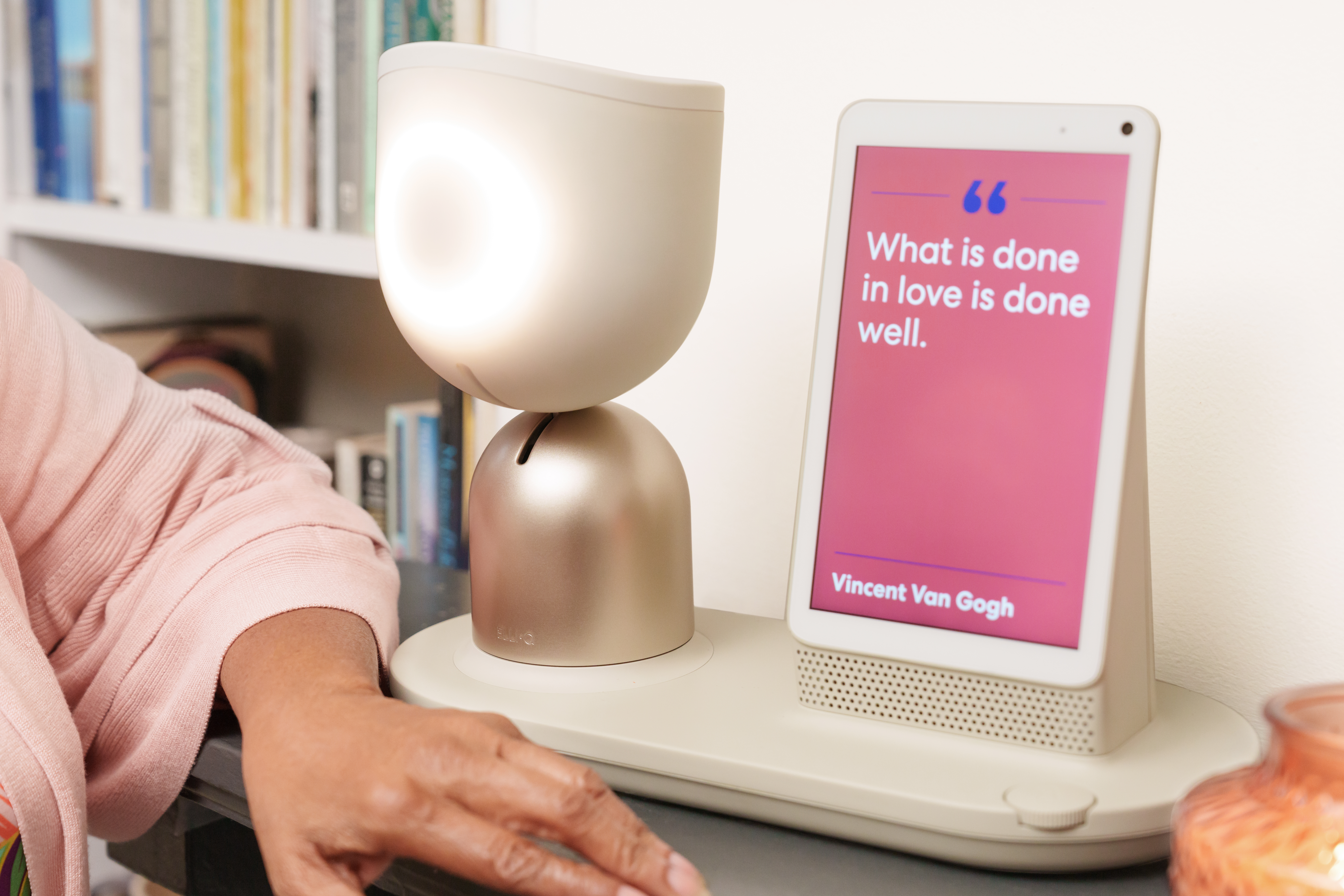 ElliQ provides support and companionship to a senior in their home